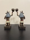 Veronese  2000  Anubis Egyptian Kneeling Figurines Set Of 2 Signed Resin 7in