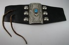 Vintage Sterling Leather Ketoh Wrist Bow Guard Kingman Turquoise Nugget Navajo 