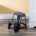 Home Basics 2 Step Plastic Stool With Non-slip Step Treads  Black