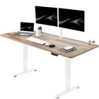 Vivo Electric 71  X 30  Stand Up Desk  Reclaimed Wood Table Top  White Frame