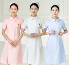 Women Nurse Dress Doctor Beautician Lab Long Coat  Doll Collar Work Clothes