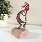 Kokopelli Metal Enamel Figurine Stone Base Double Sided Southwest Boho Decor