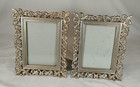 Pair Metal Scroll Frames Burnes Of Boston Silver Ornate Vintage Style Table Top