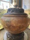 Large Japanese Asian Censor Stone Wood Base And Lid   Rare