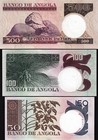 Angola 3 Pcs Set  50 100 500 Escudos 1973  Au  P-105  P-106  P-107