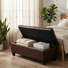 Faux Leather Storage Ottoman With Safety Hinges End Of Bed Bench For Living Room
