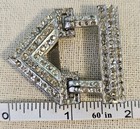 Vintage Art Deco Geometric Arrow Clear Rhinestone Silver Metal Belt Buckle