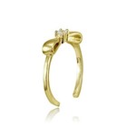 Yellow Gold Flashed Sterling Silver Cubic Zirconia Bow Tie Toe Ring