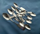 12 Coin Silver  Spoons  all Damaged scrap Or Not   Mixed Makers 215 Grams