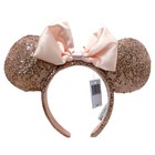 Disney  Park Minnie Ears Rose Gold Pink Bow Headband Rare Resort Mouse Ear New
