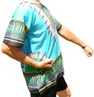 Mens Light Blue Traditional Print Dashiki By American Dashiki In 100  Cotton