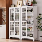 71  Metal Kitchen Cupboard Storage Cabinet W 4 Adjustable Shelves  Glass Door