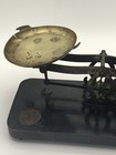 Antique Cast Iron Double Pan Balance Scale Apothecary Lab Decor With Brass Pans