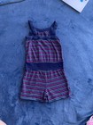 Circo Girls 4t Navy pink blue Striped Cotton Knit Romper Scoop Neck Pullover