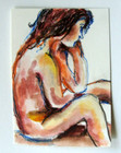 Original Aceo Figure Woman Sitting Nude Pen   Ink Drawing Mini Art Tarrantts