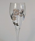 Perrier Jouet Belle Epoque Champagne Flute W  Hand Painted Pink Flower