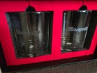 Snap On Tools Whiskey Glass Sets  2 Glasses With Box   Clear Glass W  Logo