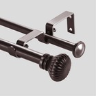 5 8  Double Curtain Rod Set With Fluted Ball Finial  28 -48  48 -84  84 -120 