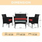 4 Pcs Outdoor Patio Furniture Wicker Bistro Set pe  Rattan Conversation Chairs