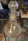 Pair Antique Victorian Edwardian Star Etched Glass Globe   Shaft Wine Decanters