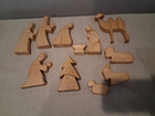 11 Pc  Wooden Nativity Set Hand Carved Natural Wood Christmas Tabletop Decor