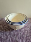 Vtg 3 Pillsbury Doughboy Mixing Bowls Nesting White Blue Rim 6  7  8 