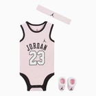 Jordan Baby Girl 3 Piece Set Pink Bodysuit Headband Booties 0-6 Months Nwt Nj059