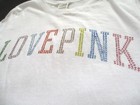 Bling Victoria Secret Pink Rainbow Rhinestone Logo Tee Shirt Legging Pant M Set