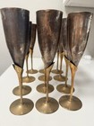 Vintage Brass Silver Champagne Flutes Set Of 12 Detachable Two Tone Goblets