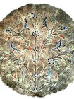 Antique Persian Silver Enamel Plate  Birds  Flowers  Trees