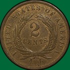1866 Two Cent Piece Uncirculated Unc Coin  Red Brown  39799