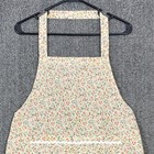 Vintage Bib Apron Womens Beige Ditzy Floral Cottagecore Pockets Tie Back