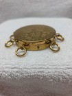 Lucien Lelong 1940s Gold Plate Jingling Tambourine Compact Vintage Elegant Rare