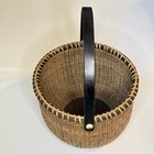 Vintage Nantucket Lightship Style Handwoven Basket W swing Handle 8   