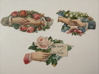 Victorian Die   cut Scrap   Card Lot Hands With Flowers Sentimental Verses C 1890