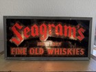 Vintage 30s Seagram   s Whiskies Sign Light Reverse Painted Crinkle Glass Works