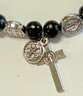 Saint Benedict Black Rosary Bracelet  New  ab-276-r2
