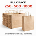 10x6 75x12 Paper Shopping Bags W Handles 60 Lb Basis Weight 250 500 1000 Pack