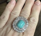Antique Or Vintage 18k Gold Old European And Single Cut Diamond Turquoise Ring