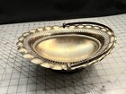Antique Oval Silver Plate Serving Basket   9x12 W Handle   Scalloped Edges