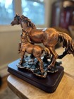 Morelia Horse Sculpture Mare   Colt Brass Bronze Toned Cast Metal Statue