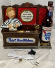 Vintage 1960s Lighted Cast Iron Pabst Blue Ribbon Beer Bartender Display Sign