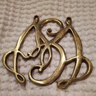 Vintage Brass Trivet George Washington Cypher 10-13 Colonial Guc 