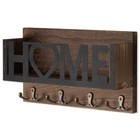 Wall Mount Mail And Key Holder  Wooden Mail Organizer With 4 Double Hooks  Bl   
