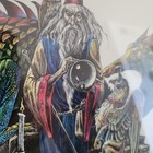 Vintage 1981 Melody Pena Wizard Dragon Griffin Framed Fantasy Art Print 12x15