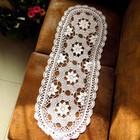 12 x40  White Vintage Hand Crochet Lace Table Runner Dresser Scarf Flower Doily