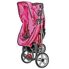 3-wheels Foldable Pet Stroller Dog Cat Carrier Trolley Cart With Cup Holder Pink