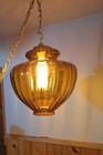 Vintage Amber 14  Globe Swag Lamp W  Diffuser And Chain  mid Century   Modern 