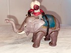 Vintage Articulated Moving Celluloid Elephant   Rider Marked Made In Japan