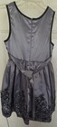 Jayne Copeland Girls Fit   Flare Silver black Floral Dress Size 12 Bow Accent